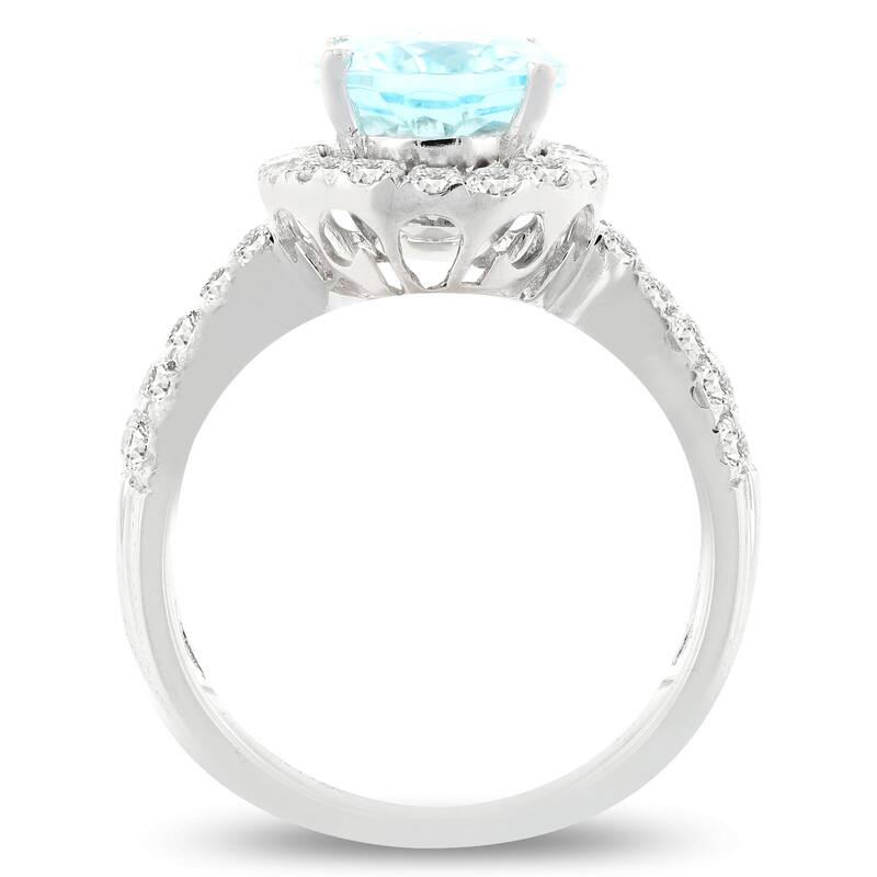 Auriya Platinum 3 1/3ct Oval-Cut Paraiba Tourmaline and 1ct TDW Diamond Halo Engagement Ring