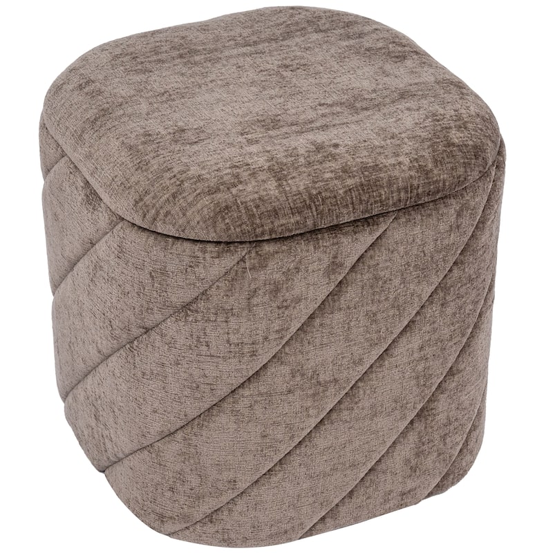 Square Diagonal Tufted Folding Storage Ottoman with Reversible Lid - Brown