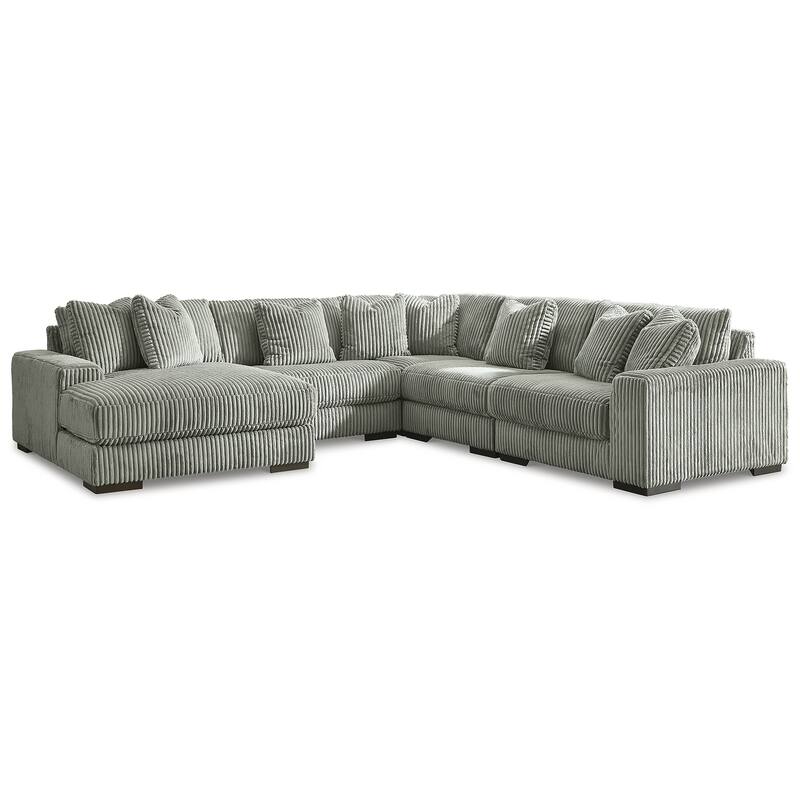 Signature Design by Ashley Lindyn 5-Piece Sectional with Chaise - 133"W x 133"D x 38"H - Fog - Right Facing
