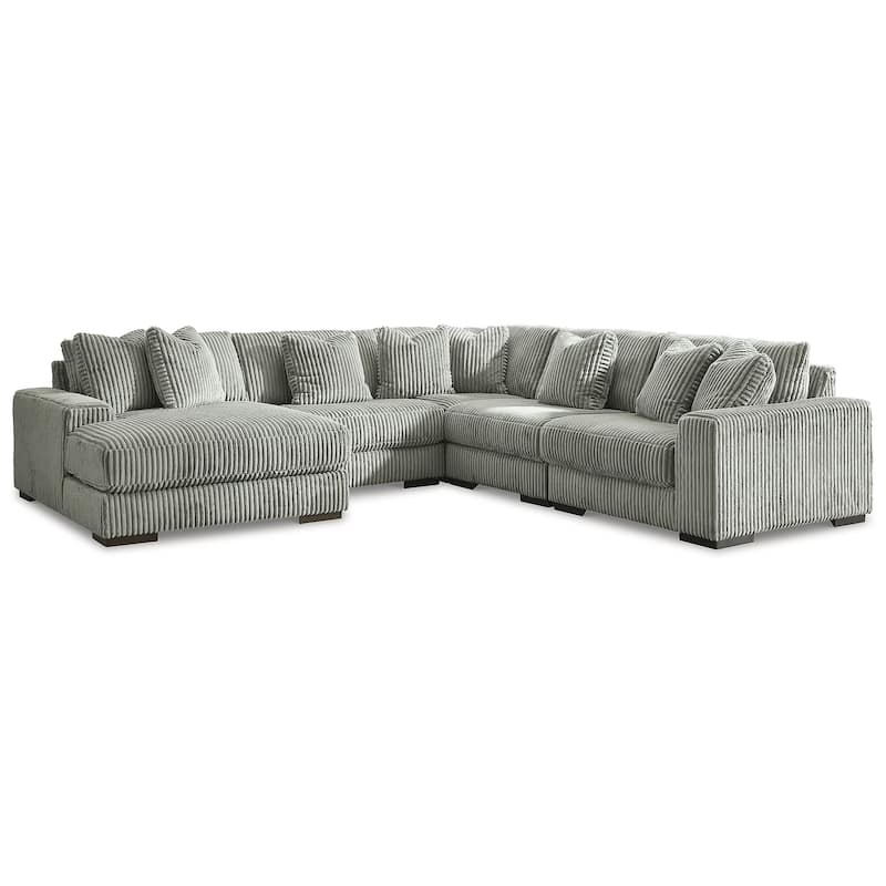 Signature Design by Ashley Lindyn Fog 5-Piece Sectional with Ottoman - 133" W x 133" D x 38" H