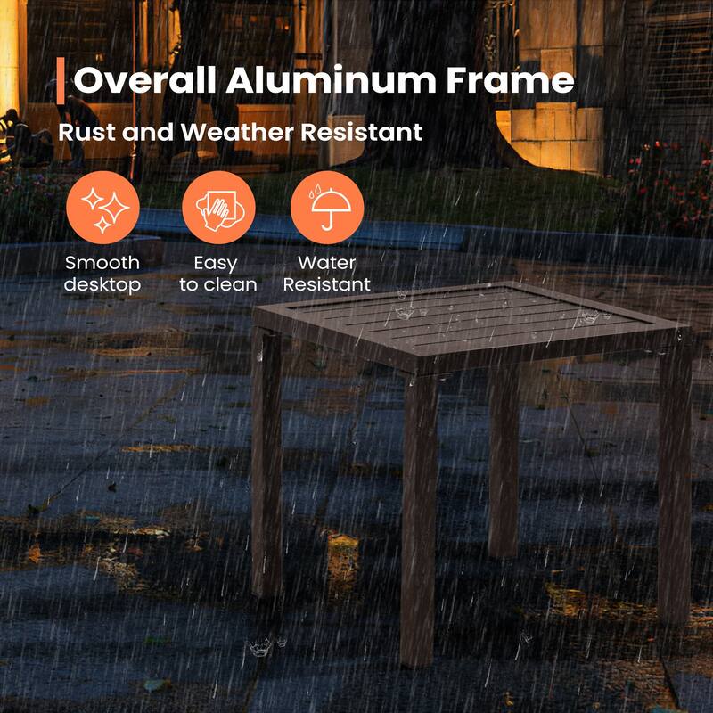 Pellebant Outdoor Aluminum Small Square Side End Table - 15.67" L x 15.67" W x 15.83" H
