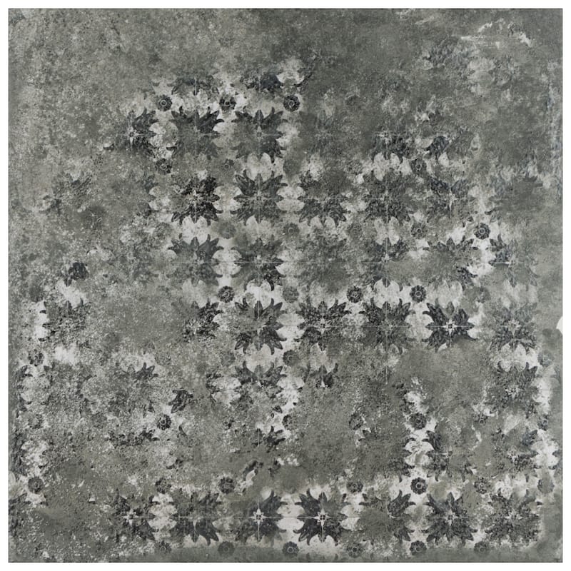 Merola Tile Antigua Deco Graphite 13" x 13" Porcelain Floor and Wall Tile