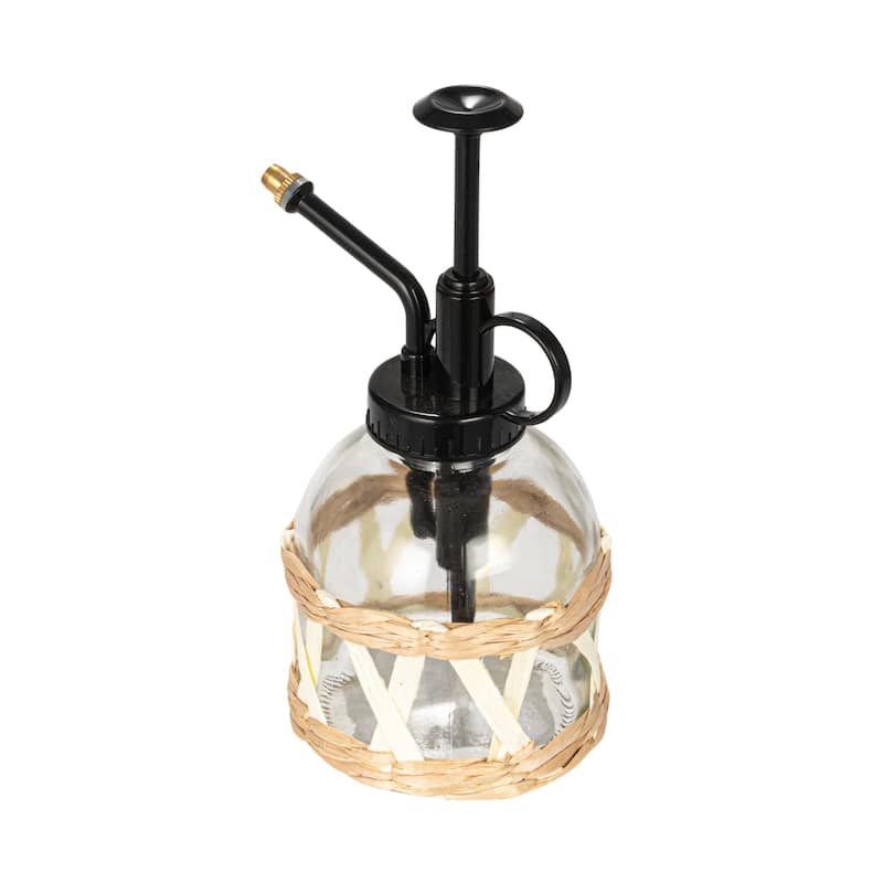 Glass Plant Mister with Woven Sleeve - 3.5"L x 3.0"W x 6.8"H