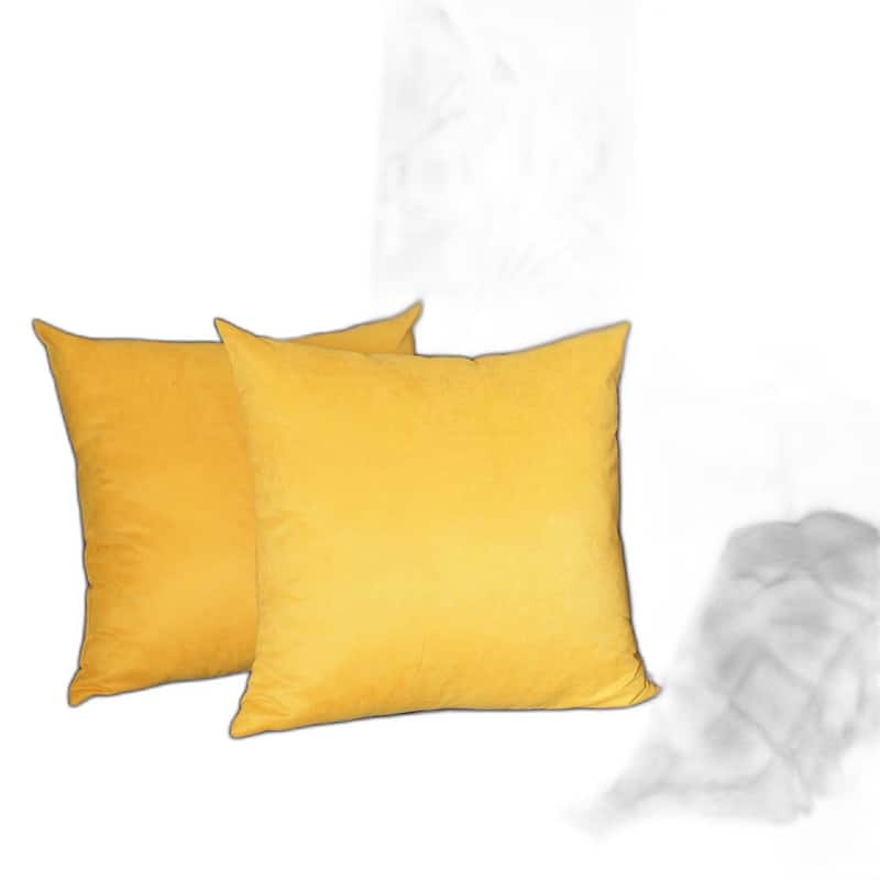 HomeRoots Set Of Two 26" X 26" Yellow Polyester Zippered Pillow Cover