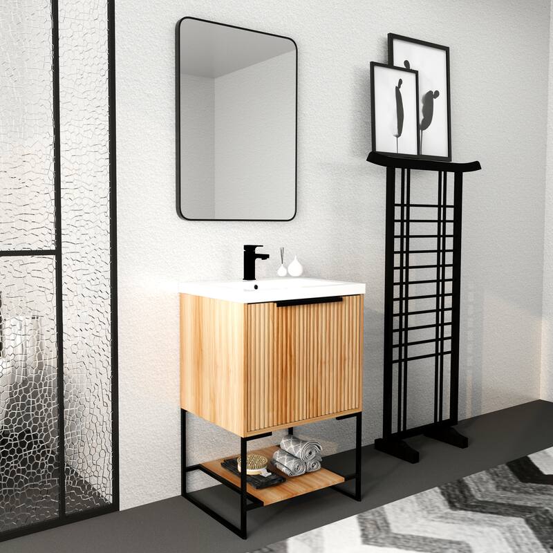 24 Inch Freestanding Bathroom Vanity With Resin Basin,24x18