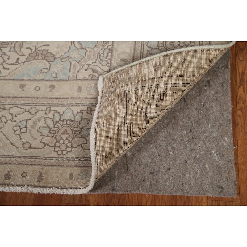 Hand Knotted Oriental 100% Wool Carpet Traditional Medallion Beige & Ivories Tabriz Area Rug - 9' 0'' X 6' 4''