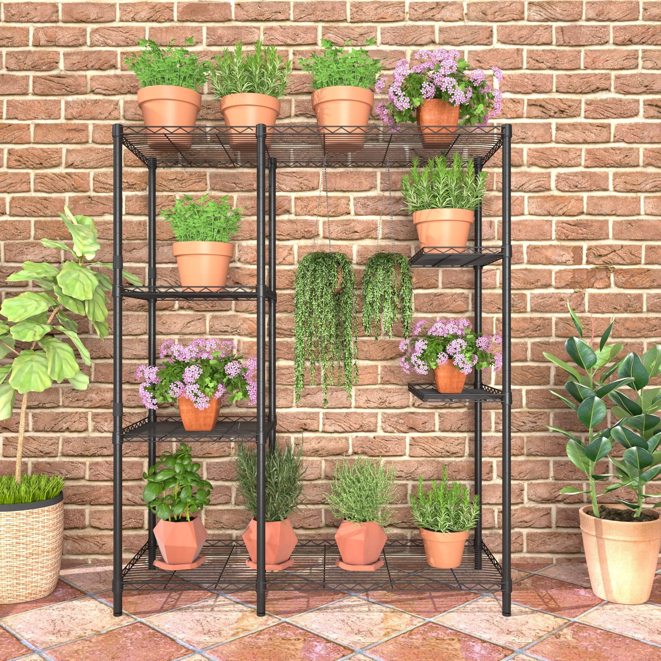8-Tier Plant Stand for Indoor Outdoor,Large Reinforced Plant Shelf