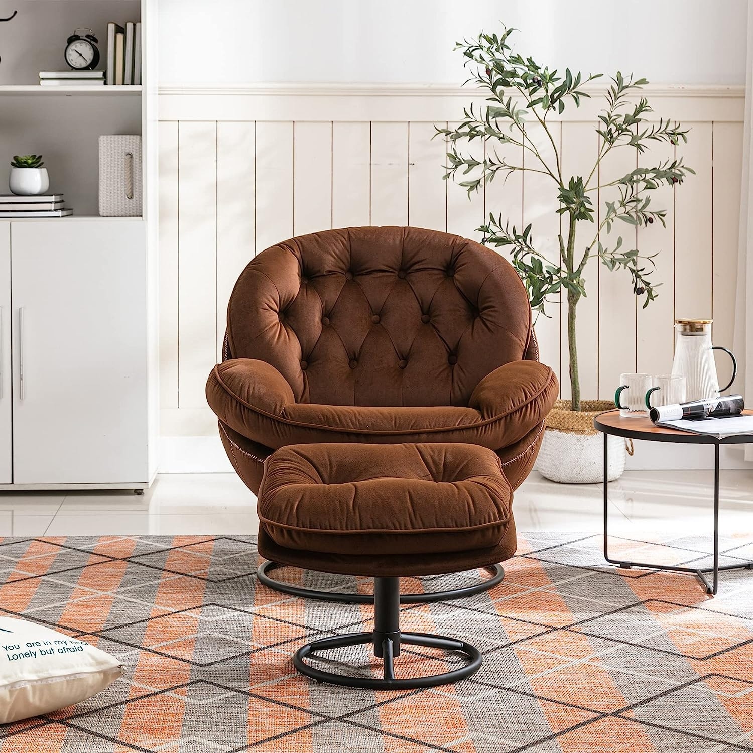 Comfy Velvet Oversized Swivel Living Room Bedroom Accent Chair