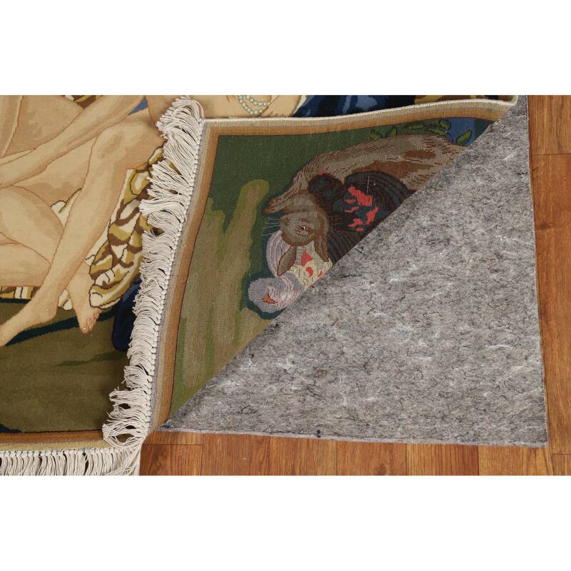 Hand Knotted Oriental 100% Wool Carpet Traditional Pictorial Multi-Colored Tabriz Area Rug - 4' 3'' X 3' 2''