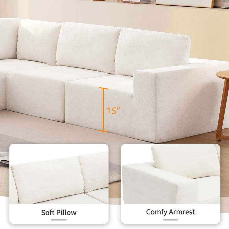 116*116" Modular L Shaped Sectional Sofa,Foam-Filled Compressed Sofa