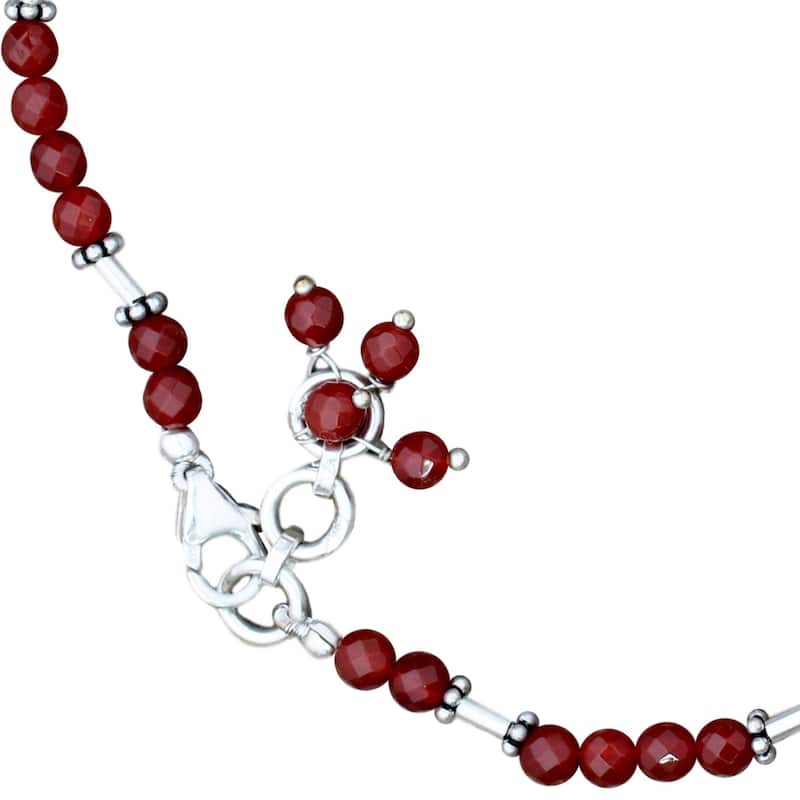NOVICA Handmade Sterling Silver 'Brilliant Glow' Carnelian Anklet (India)