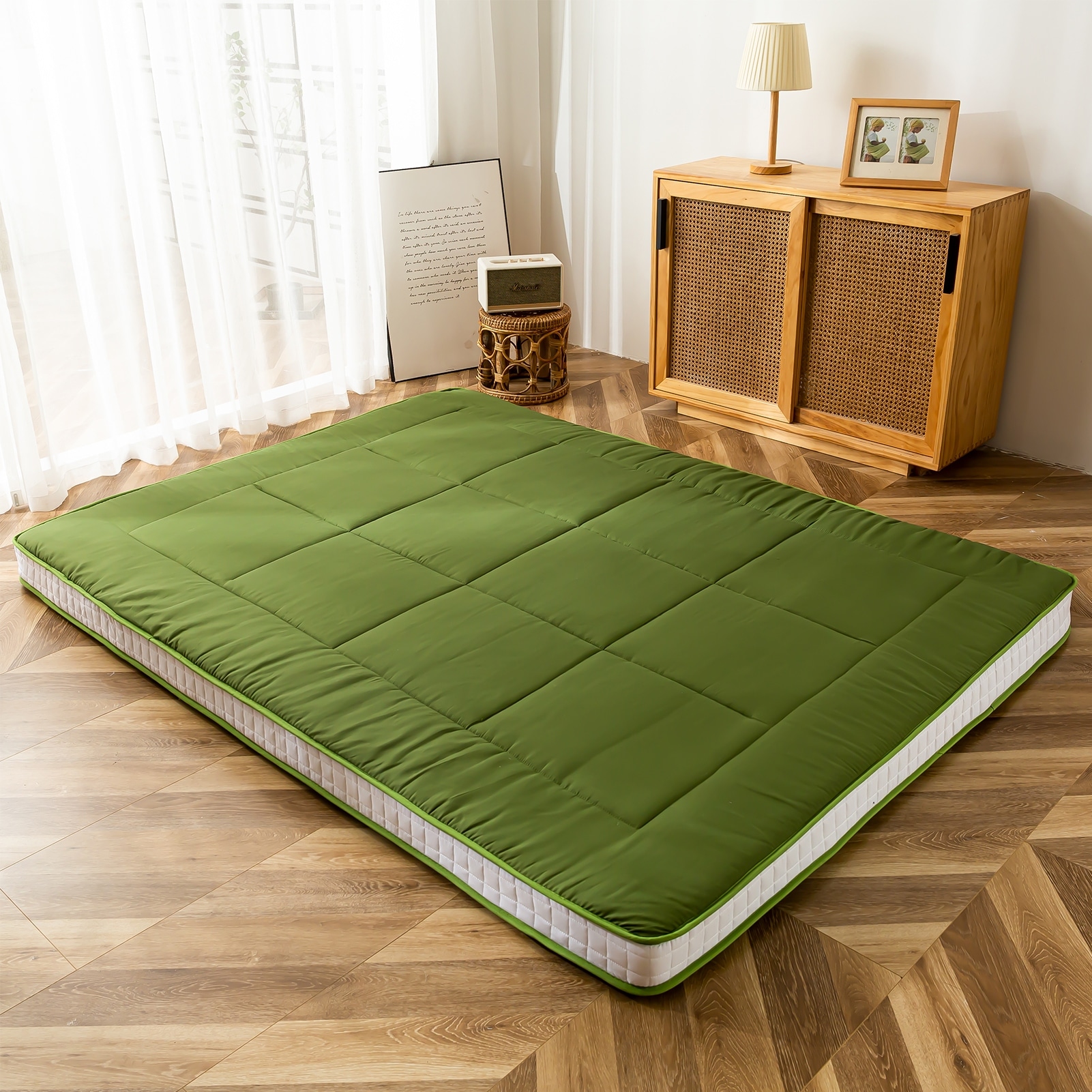 Futon Mattress, Padded Japanese Floor Mattress Quilted Bed