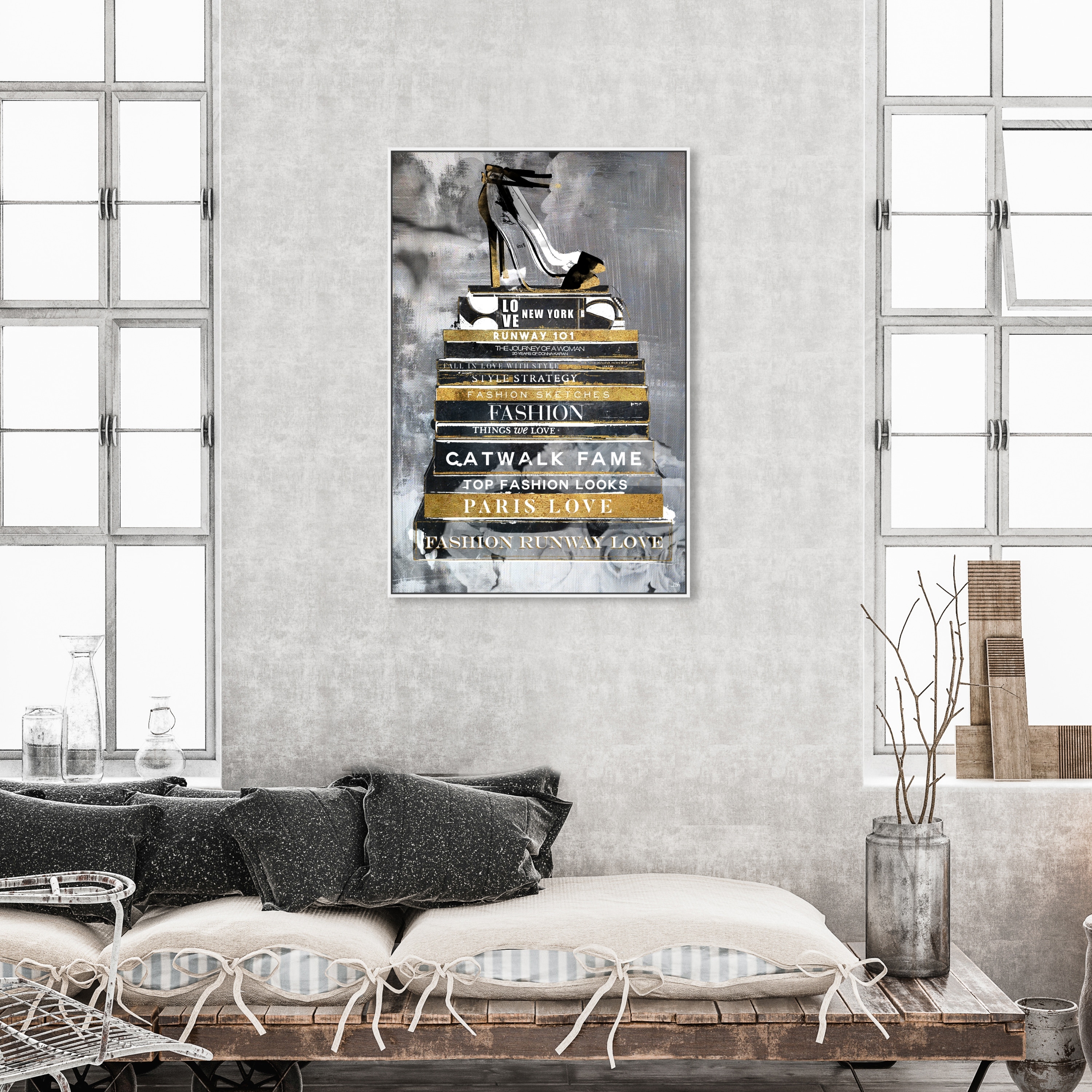  Oliver Gal Fashion and Glam Contemporary Canvas Wall Art Party  Shoes & Glam Books Ready to Hang Home Decor 16 in x 20 in Gold and Brown Canvas  Art for Bedroom 