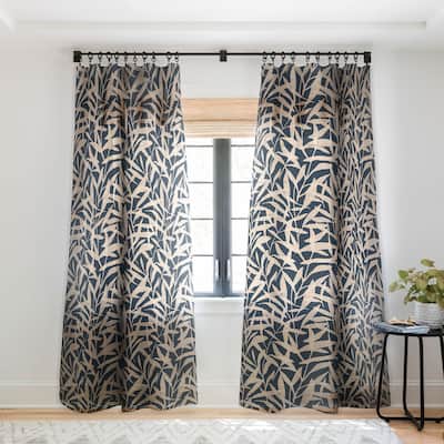 1-piece Sheer Organic Pattern Blue And Beige Made-to-Order Curtain Panel