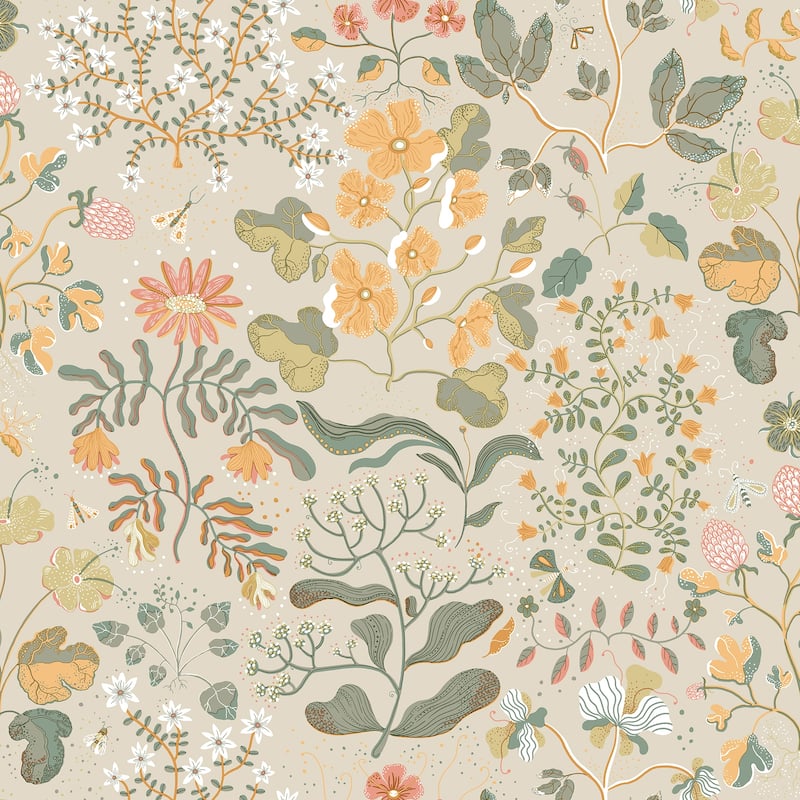 A-Street Prints Groh Apricot Floral Wallpaper