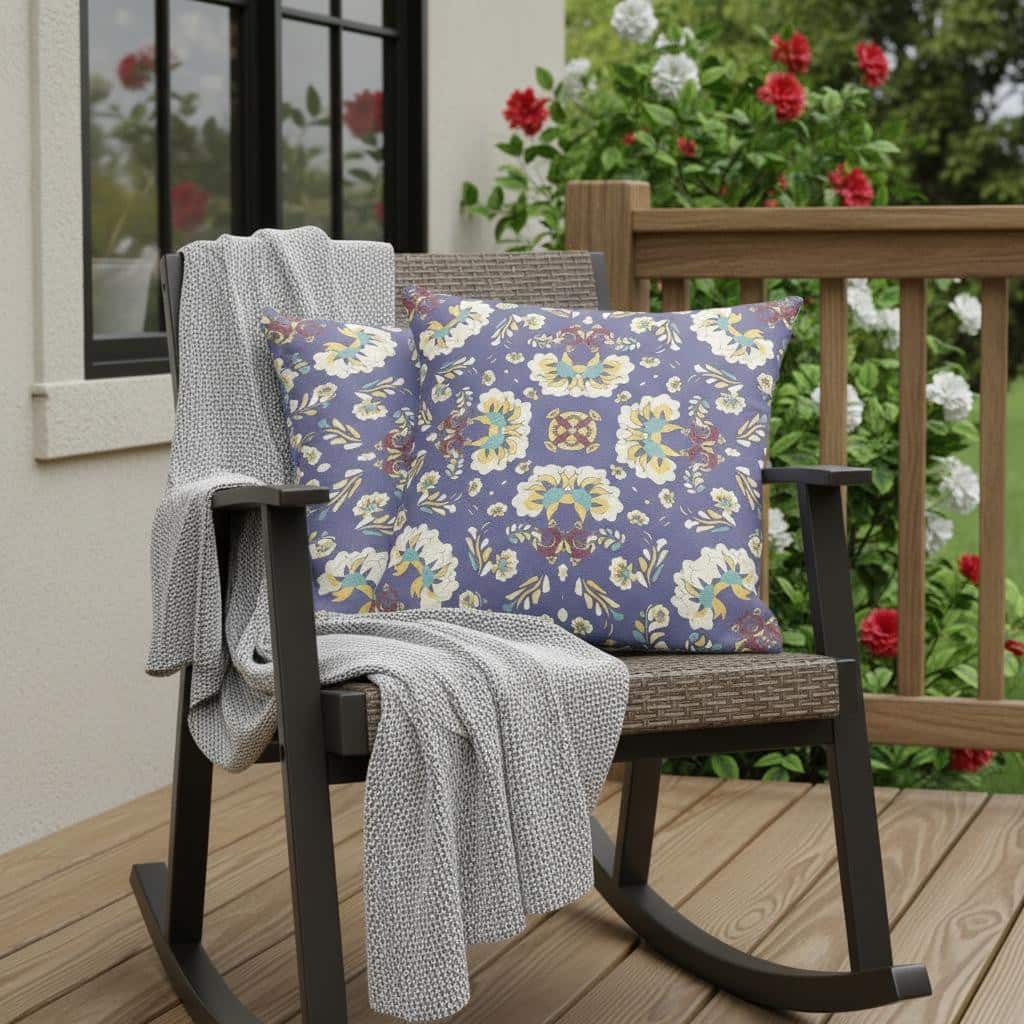 HomeRoots Set of Two 16" X 16" Purple and White Blown Seam Floral Indoor Outdoor Throw Pillow - 16.00' X '16.00' X '5.00