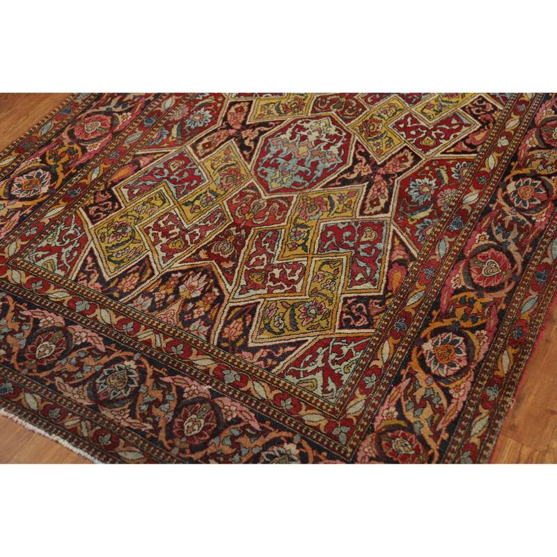 Kerman Ravar Antique Persian Rug Handmade Wool Carpet - 4'6" x 7'2"