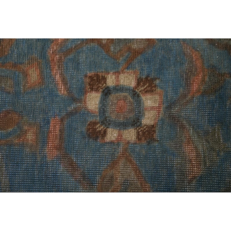 All-Over Floral Blue Tabriz Persian Area Rug Hand-Knotted Wool Carpet - 7'10"x 11'0"