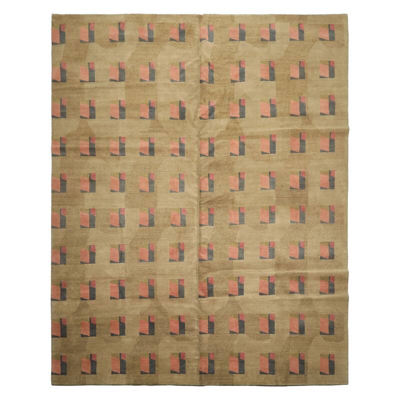 7'11''x10 Tibetano Hand Knotted Wool Moss Modern & Contemporary Designer Rug - 7' 11'' x 10'