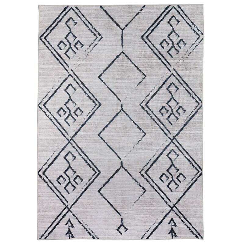 Machine Washable Area Rug With Non-Slip Backing - Stain Resistant - Eco-Friendly Aspen Tribal Moroccan Bohemian Design