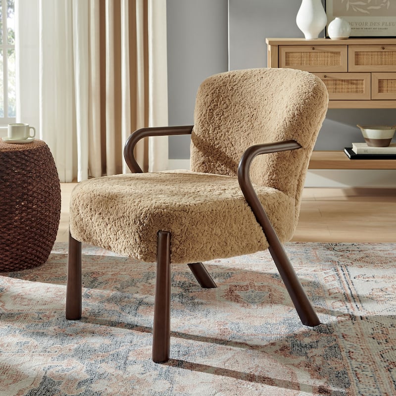Arden Faux Shearling Accent Armchair - Sand