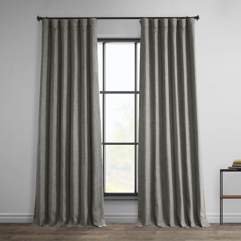 Exclusive Fabrics Faux Linen Room Darkening Curtain (1 Panel) - 50 X 108 - Blazer Grey