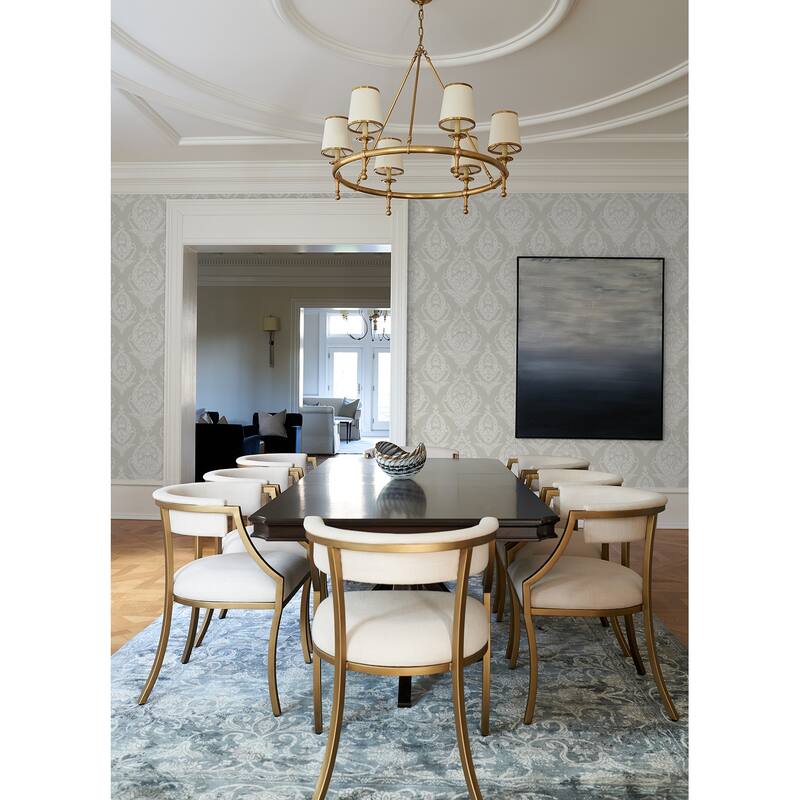 A-Street Prints Arlie Light Grey Botanical Damask Wallpaper