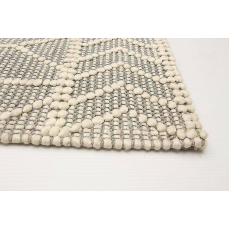 ECARPETGALLERY Braid weave Sienna Grey Wool Rug - 5'2 x 8'2
