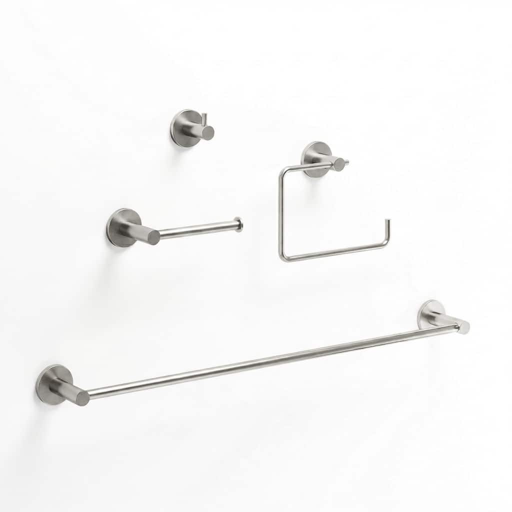 VIGO Cass 4-Piece Bathroom Hardware Accessory Set with 24 in. Towel Bar, Toilet Paper Holder, Hand Towel Holder, Hook