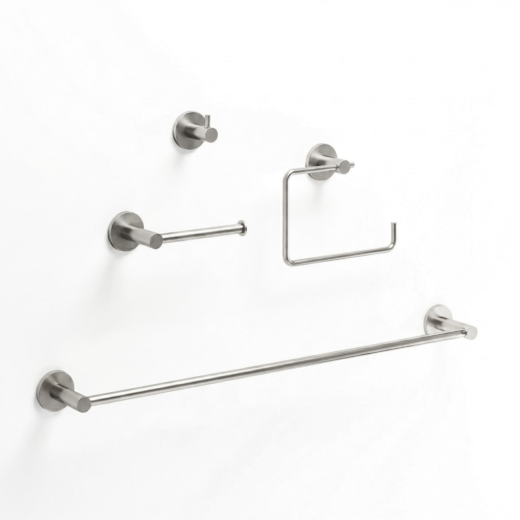 VIGO Cass 4-Piece Bathroom Hardware Accessory Set with 24 in. Towel Bar, Toilet Paper Holder, Hand Towel Holder, Hook