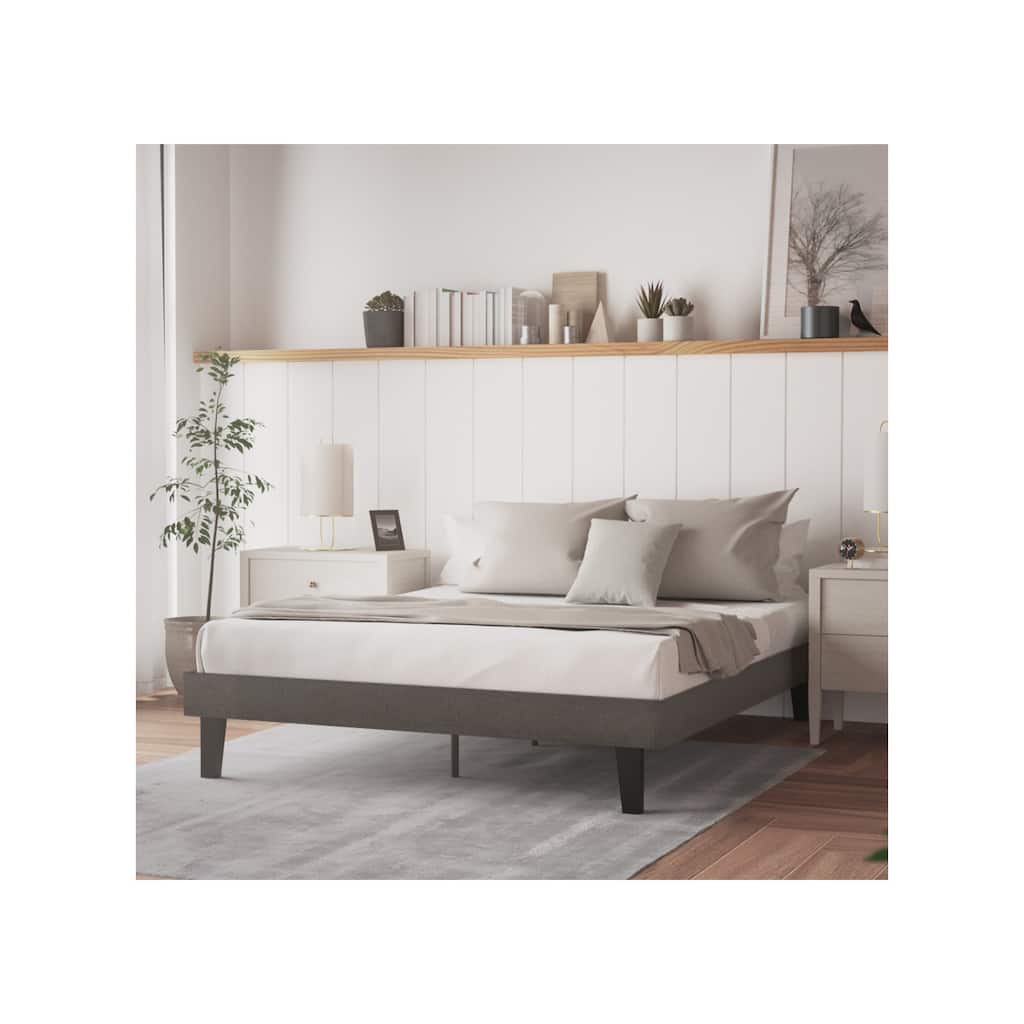 14" Upholstered Platform Bed Frame with 8" Legs, Bolt-On Headboard Hardware, Adjustable Bed Ready, Stylish Look