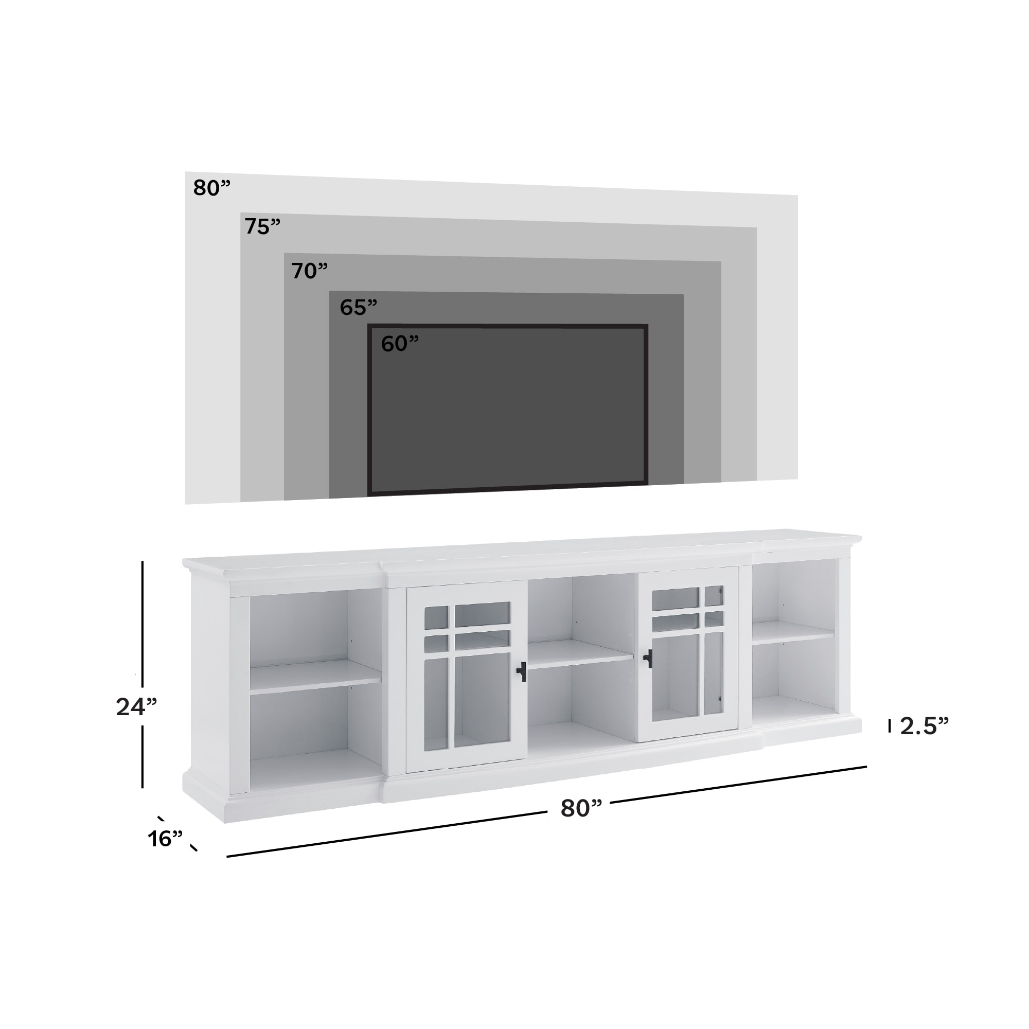 Walker Edison 80-inch Classic Breakfront TV Stand - Overstock