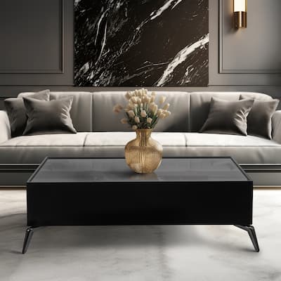 Sagebrook Home Wood/glass, 47x16" Coffee Table, Black - Ideal for Elegant Entertaining - 47" x 32" x 16"