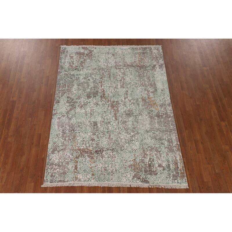 Multi-Color Abstract Modern Area Rug Handmade Wool Carpet - 5'6"x 7'6"