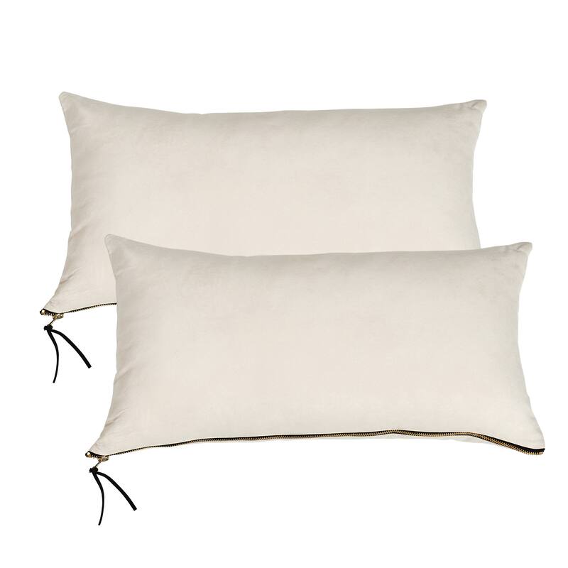 Suede 2 Piece Pillow Shell Set with Big Zipper, NO INSERT - 14" x 26" - Beige