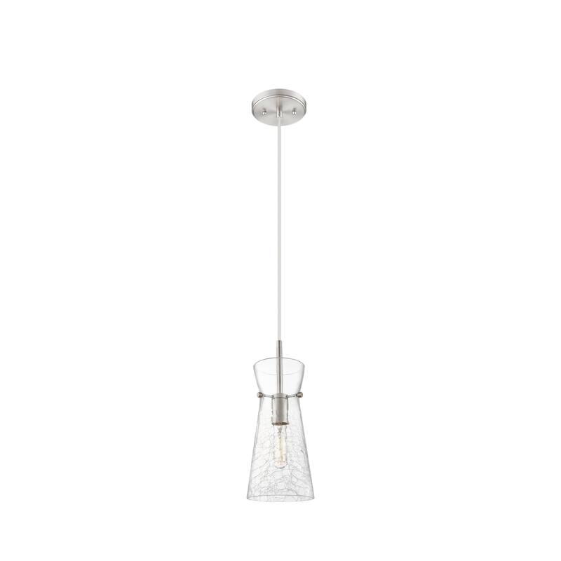 Innovations Lighting Nicole - 1 Light 8" Cord Hung Pendant - Brushed Brass Finish - Clear Shade - Brushed Satin Nickel