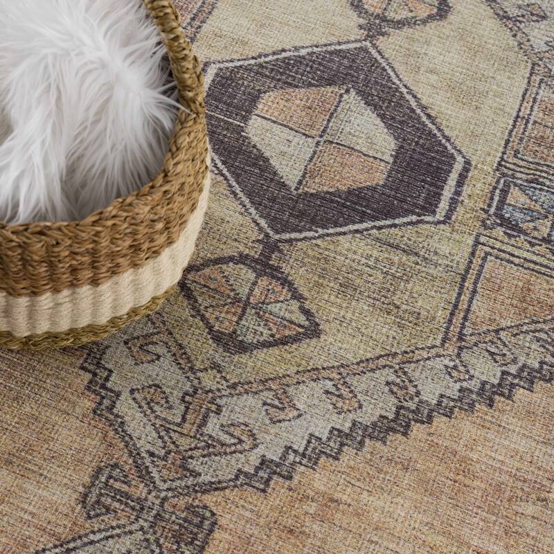 Hauteloom AUY Collection Machine Washable Persian Medallion Area Rug