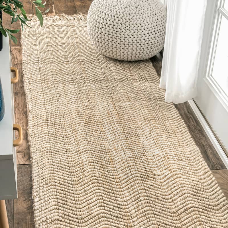 Nuloom Evelyn Chevron Jute Tassel Area Rug - 2'6" x 8' Runner - Natural - Runner