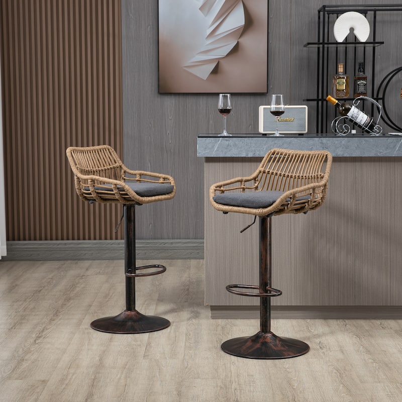 Ostweer Furniture Modern Beige Swivel Bar Stools Set of 2