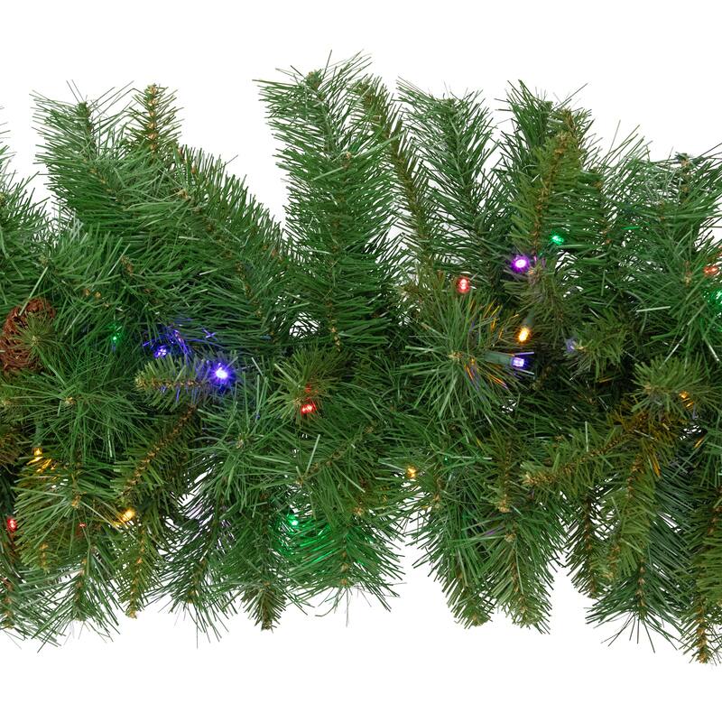 9' x 16" Pre-Lit Dakota Red Pine Artificial Christmas Garland Multi LED Lights