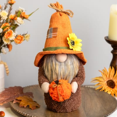 Sunflower and Pumpkin Gnome Fall Harvest Decoration - 13"