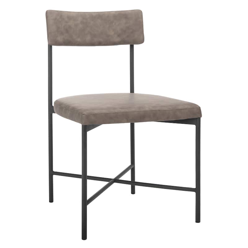 SAFAVIEH Lulah Modern Faux Leather Dining Chair (Set of 2) - 19.3" W x 22.5" L x 35" H - 19Wx23Dx35H