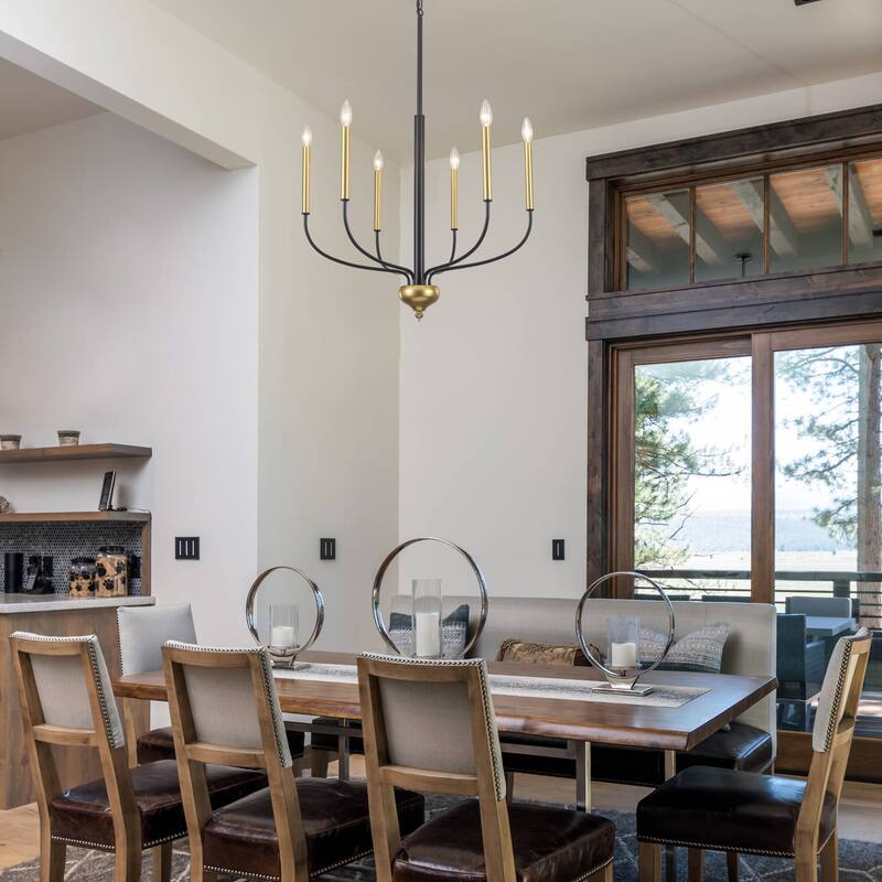 Simple and elegant 6 light metal frame pendant light bulb not includedSuitable for many different spaces