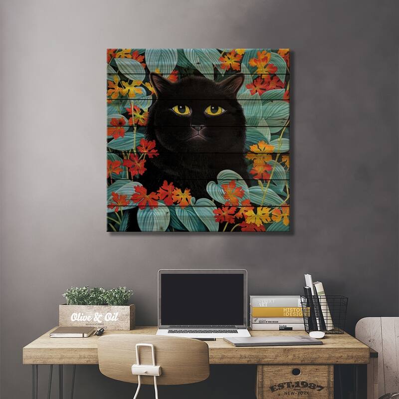 Horace In The Hostas Print On Wood by Vicky Mount - Multi-Color