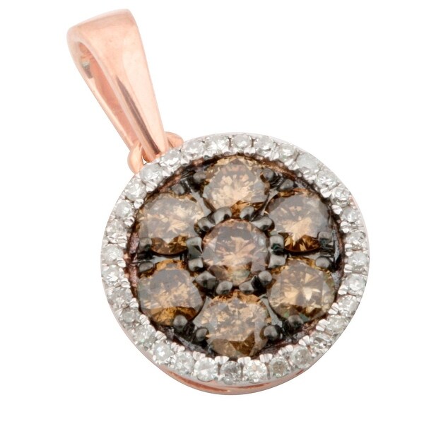 0.50 Carat Round Brilliant Cut Brown Color Diamond and Diamond Round Shaped Pendant