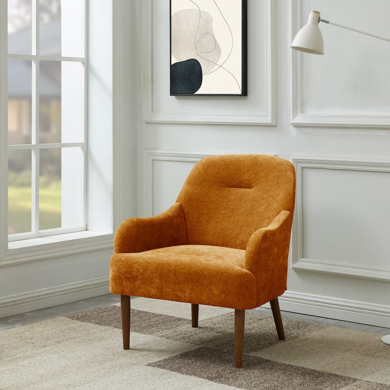 Modern Chenille Accent Chair with Wooden Legs, Set of 1