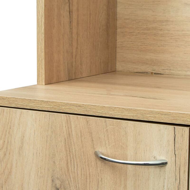 70.87" Tall Wardrobe& Kitchen Cabinet, with 6-Doors, 1-Open Shelves and 1-Drawer for bedroom,Walnut