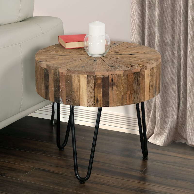 Living Room Accent End Table, Wood and Metal Sofa Side Table, /