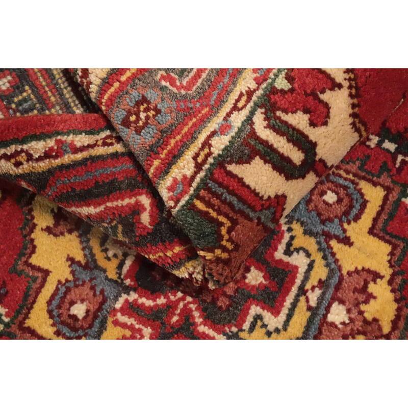 Hand Knotted Oriental 100% Wool Carpet Traditional Geometric Red Heriz (serapi) Area Rug - 5' 2'' X 2' 11''
