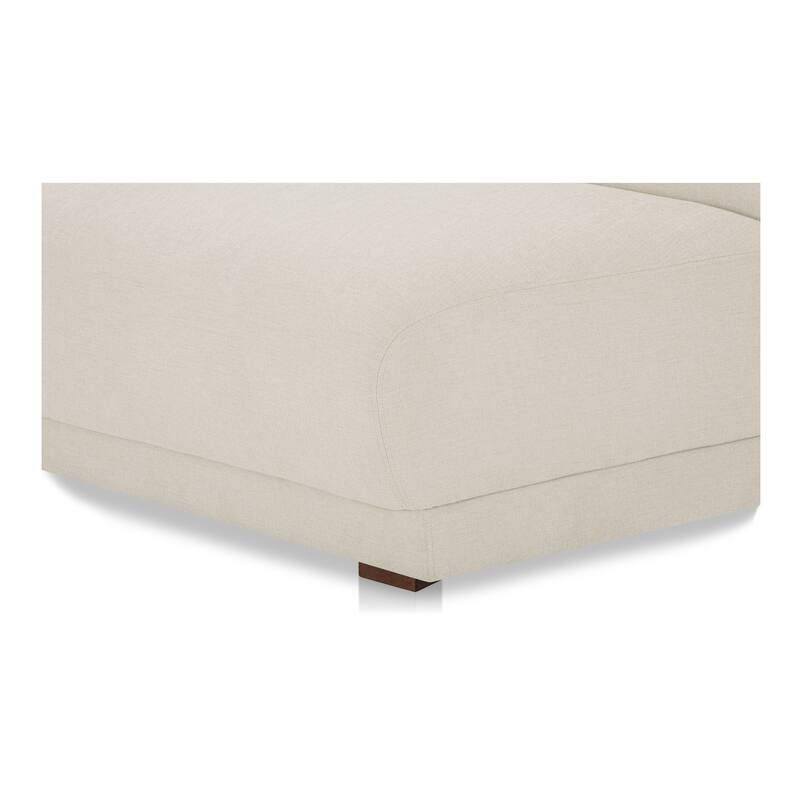 NADAAL STUDIOS Solace Left Arm Facing Modular Sofa, Deep Foam & Fiber Cushioning, Plinth Base, Two Toss Cushions, White